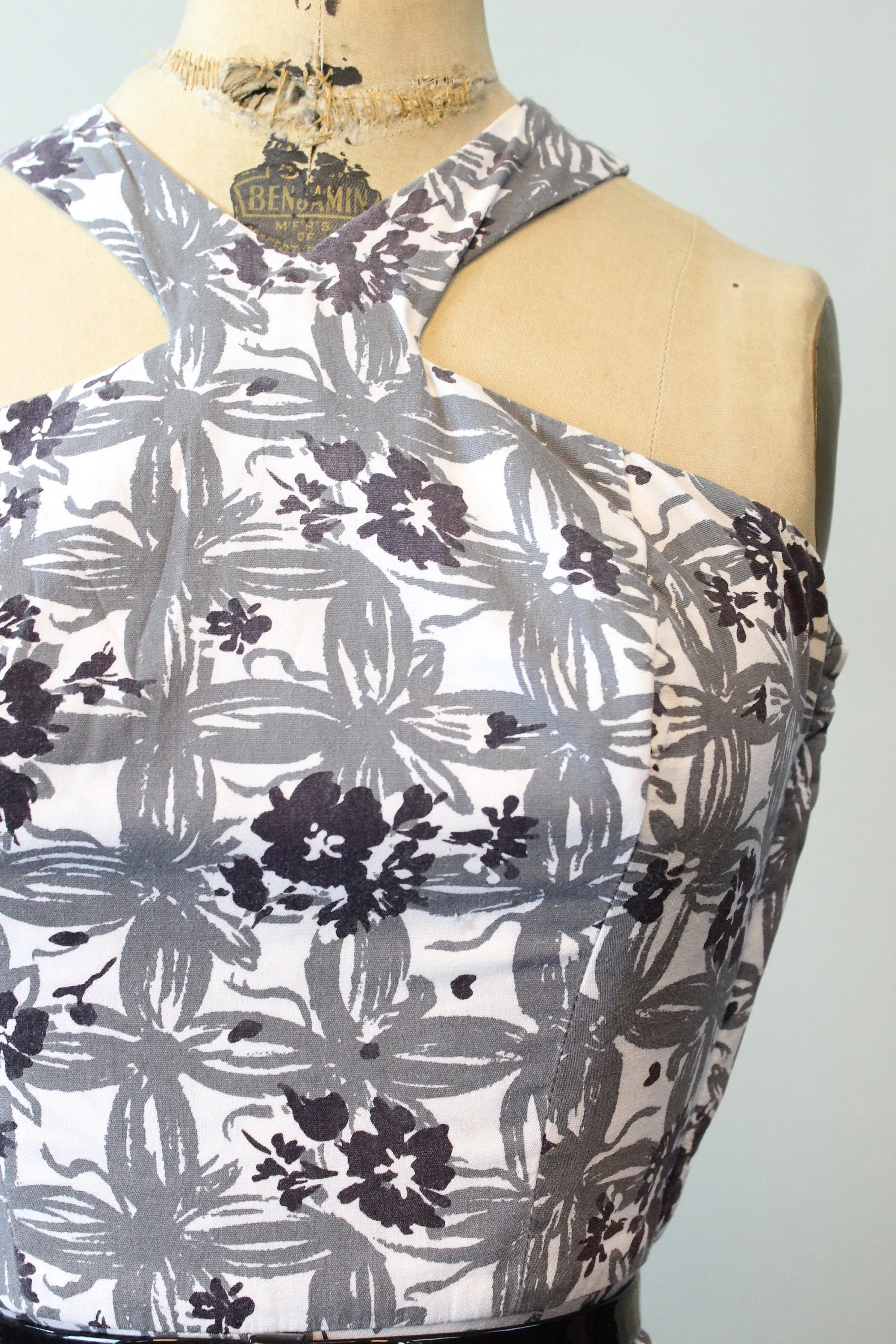1950s RACER shoulder cotton dress xs | new spring