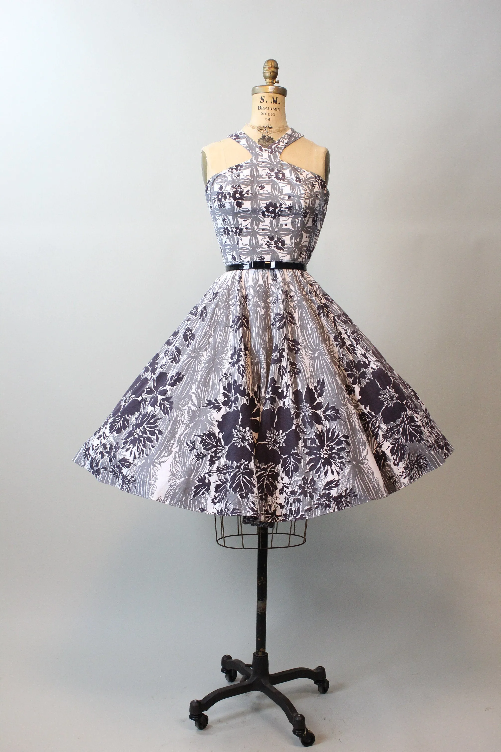 1950s RACER shoulder cotton dress xs | new spring