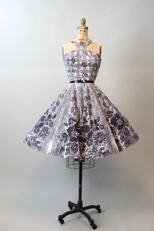 1950s RACER shoulder cotton dress xs | new spring