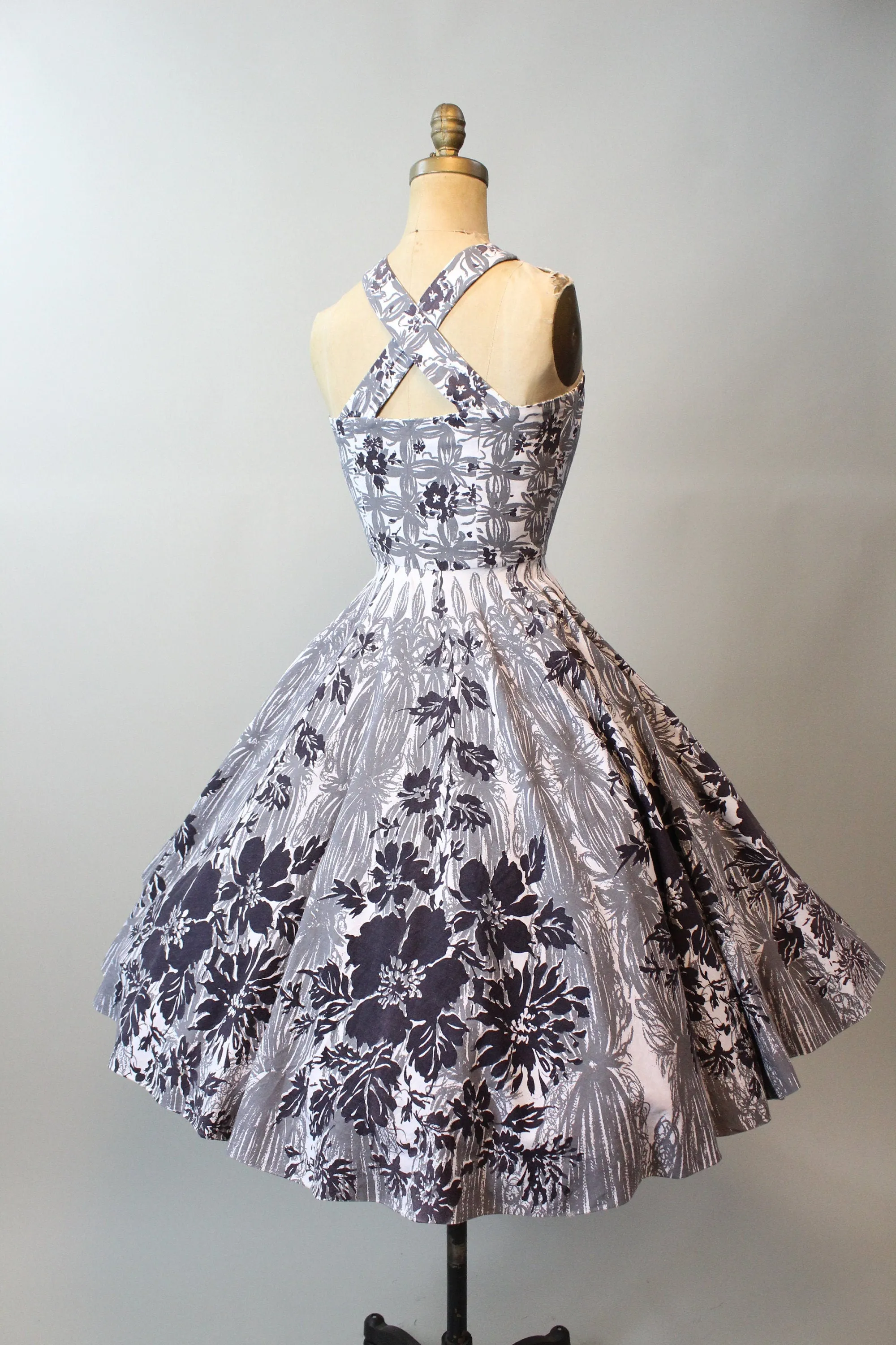 1950s RACER shoulder cotton dress xs | new spring
