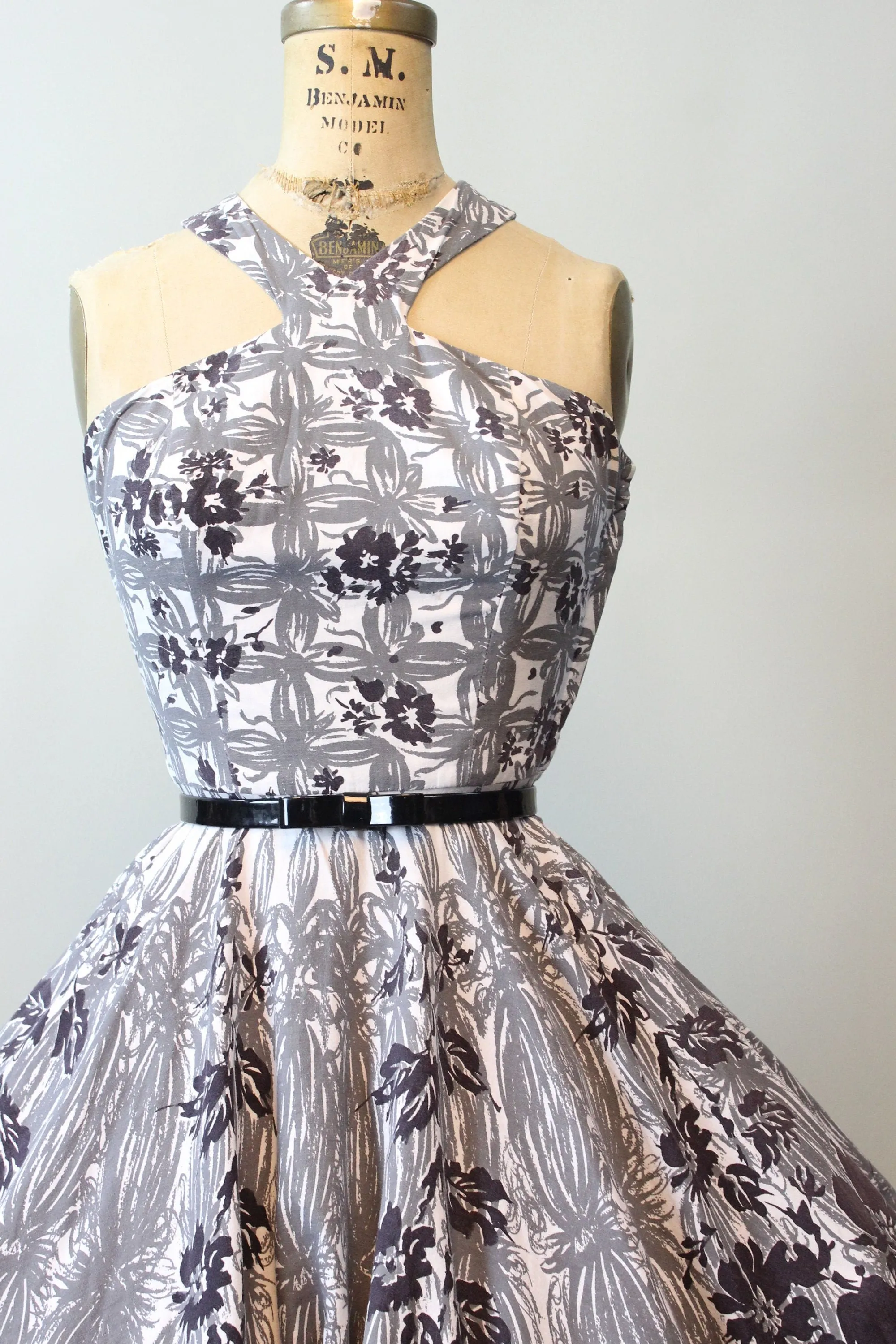 1950s RACER shoulder cotton dress xs | new spring