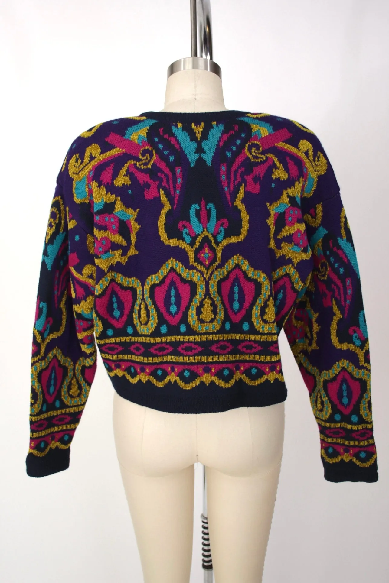 1990s Intarsia Cropped Cardigan