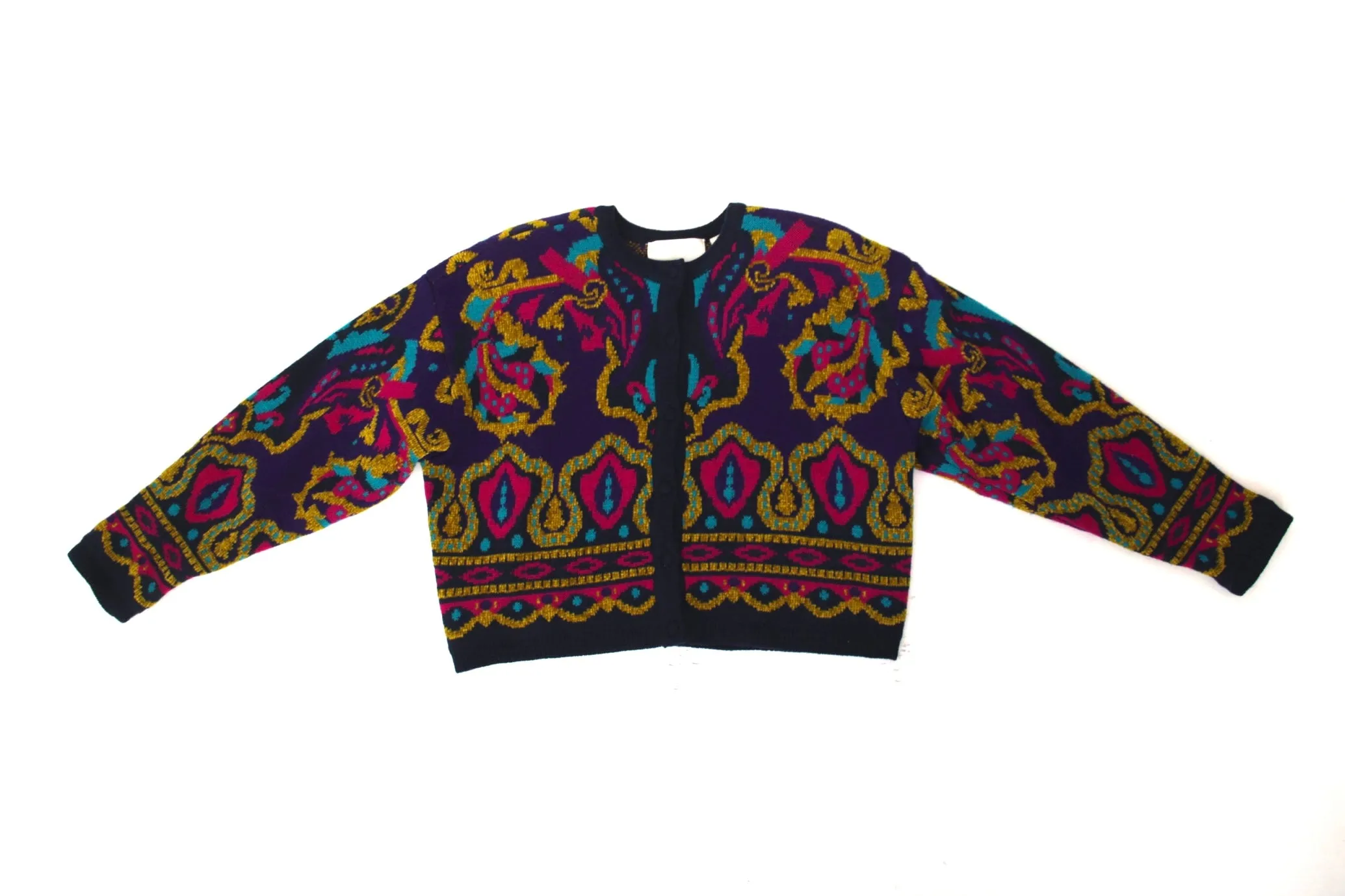 1990s Intarsia Cropped Cardigan