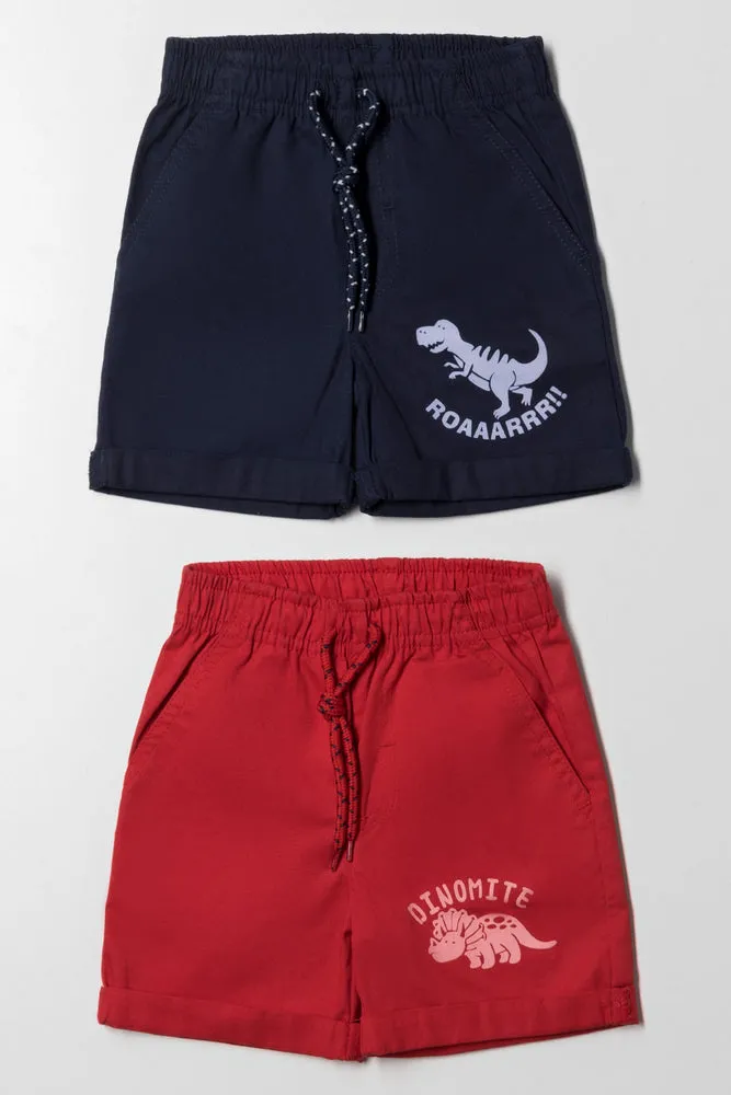 2 Pack Shorts Navy & Red