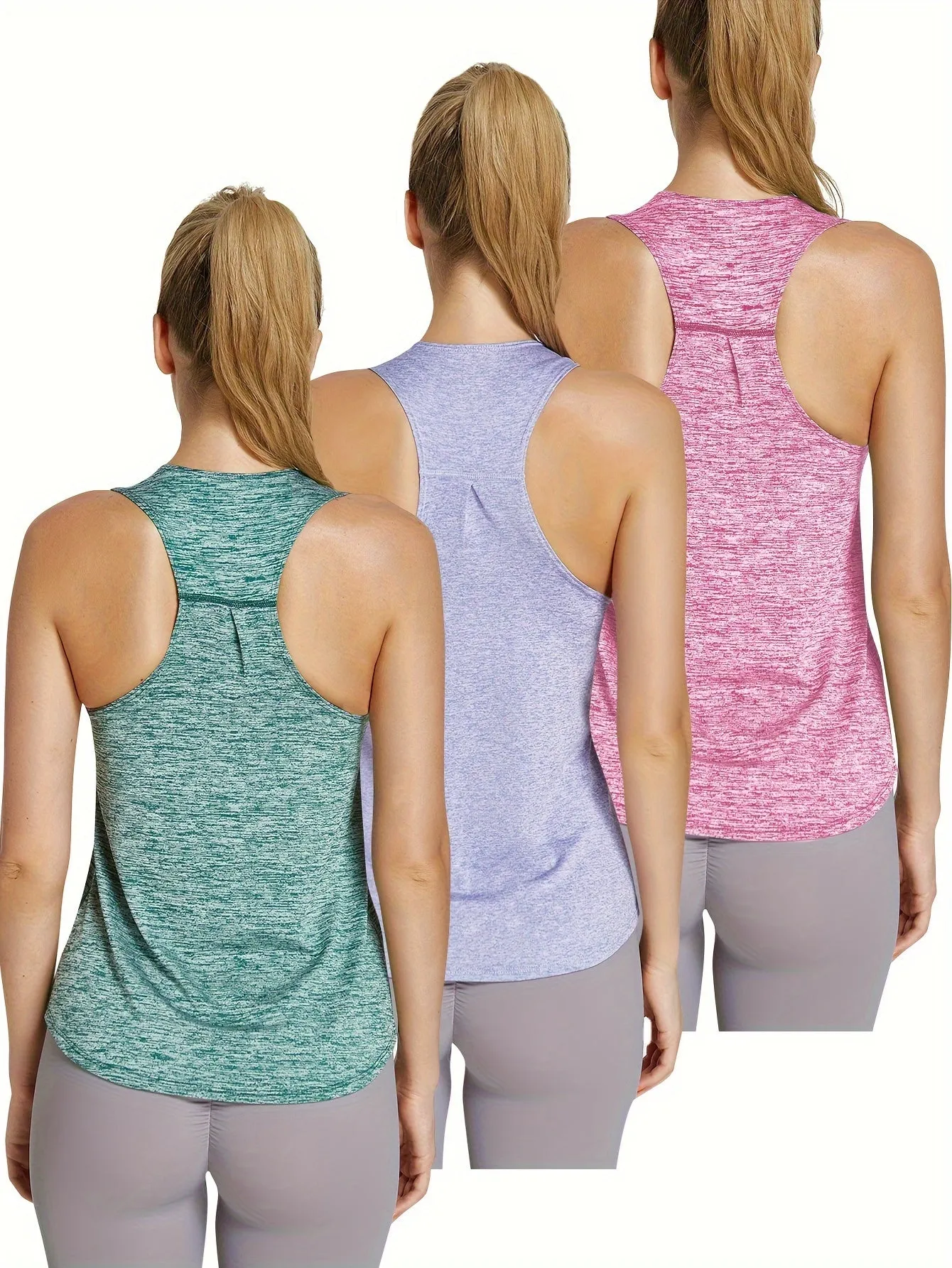 3-Pack Quick-Dry Athletic Tank Tops – Women's Racerback Fitness Shirts