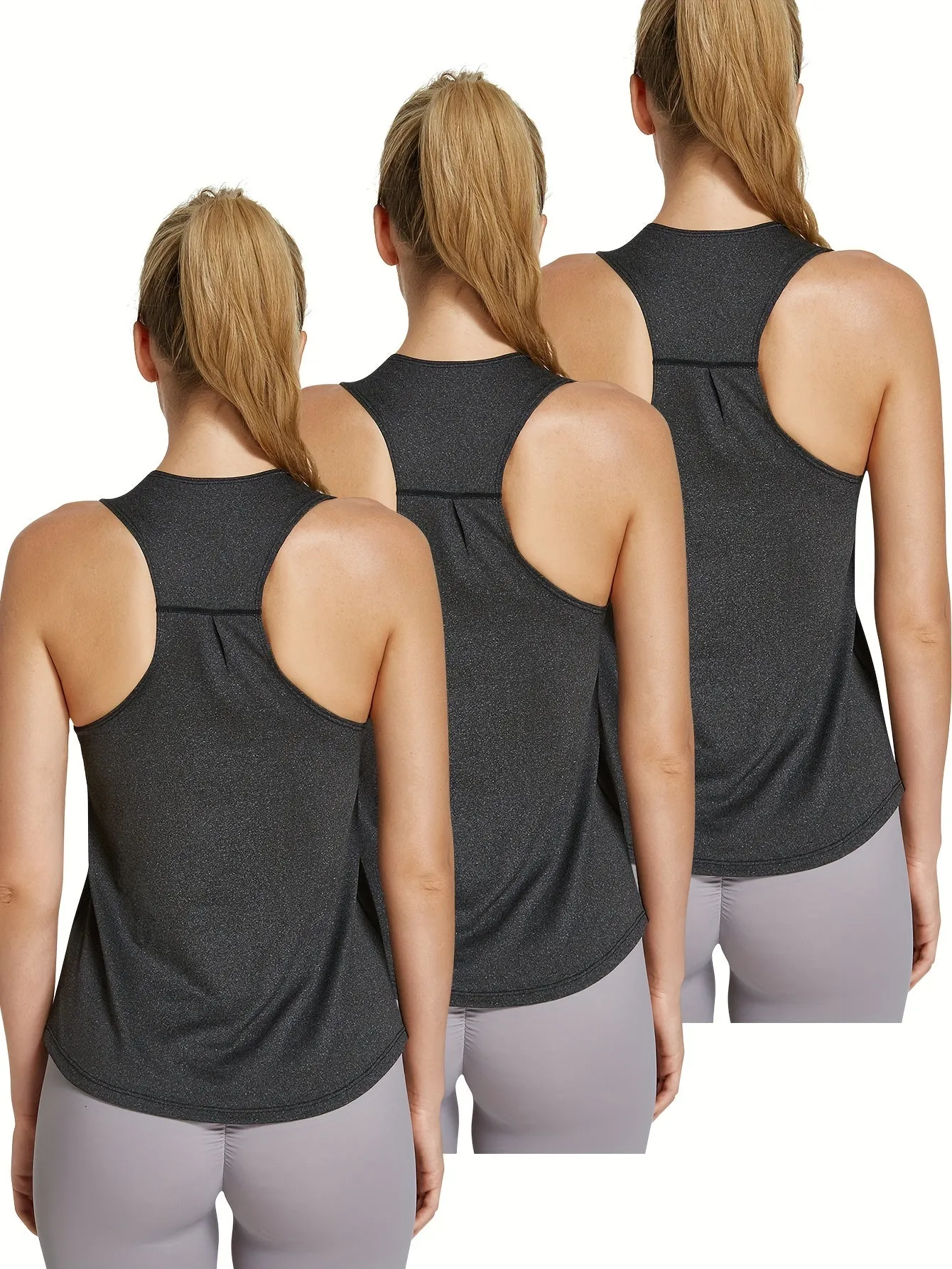 3-Pack Quick-Dry Athletic Tank Tops – Women's Racerback Fitness Shirts