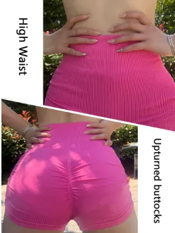 3 Pack Women's High Waisted Hip Lifting Yoga Shorts
