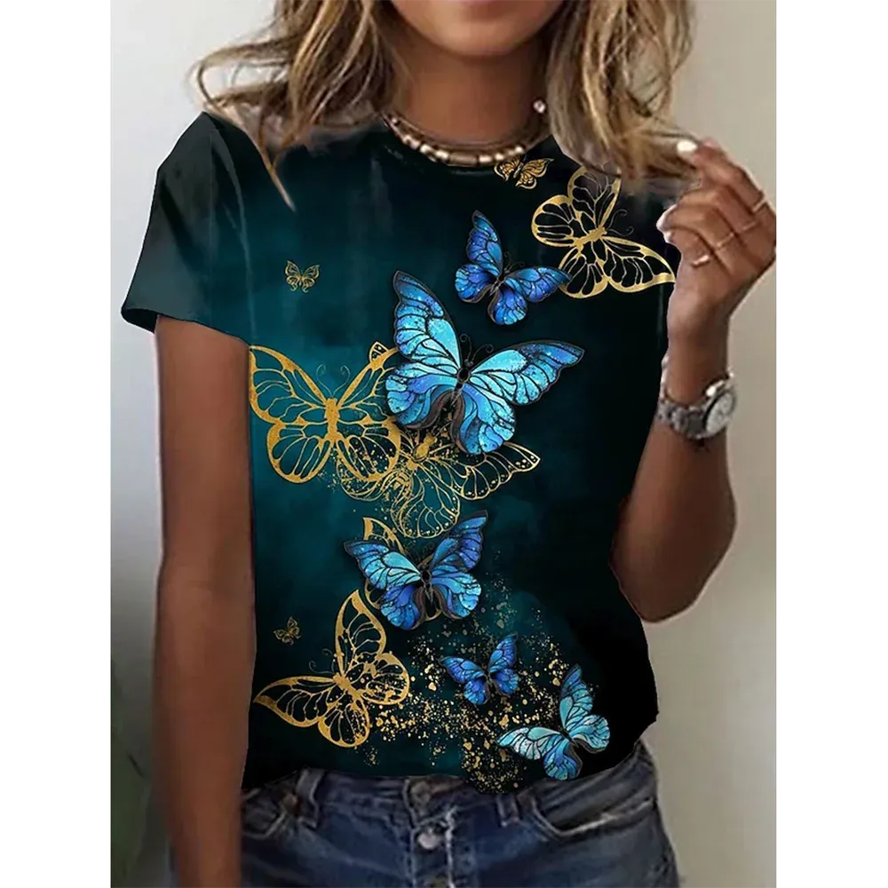 3D Butterfly Print Women's Summer T-shirt