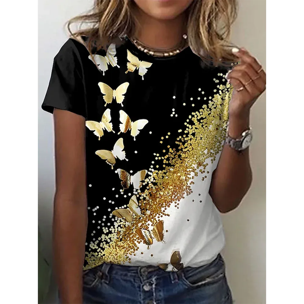 3D Butterfly Print Women's Summer T-shirt