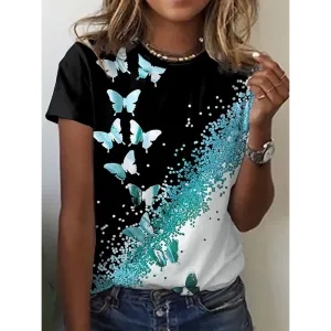 3D Butterfly Print Women's Summer T-shirt