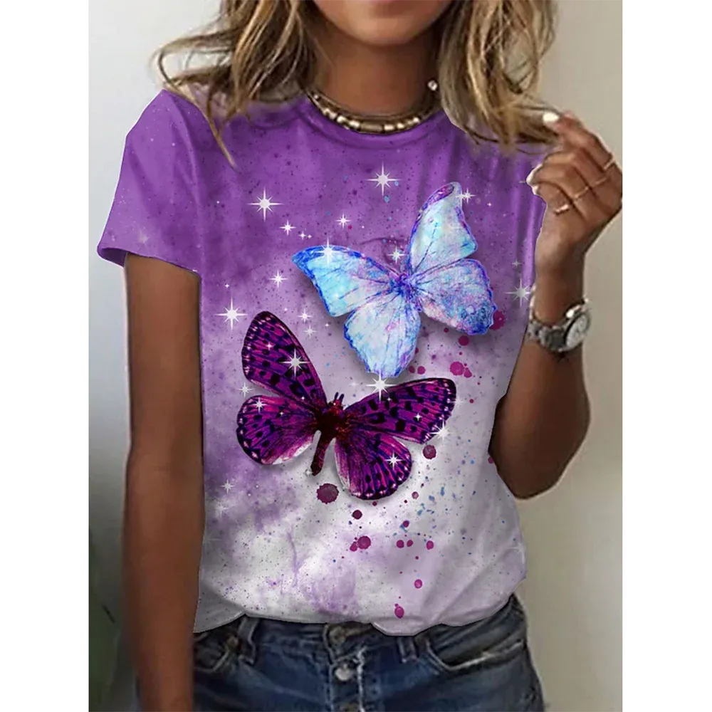 3D Butterfly Print Women's Summer T-shirt