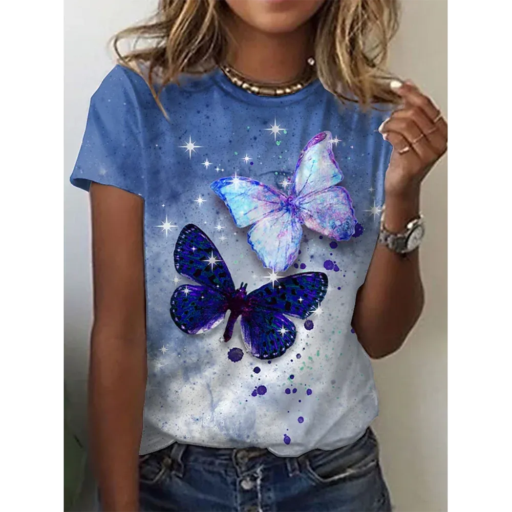 3D Butterfly Print Women's Summer T-shirt