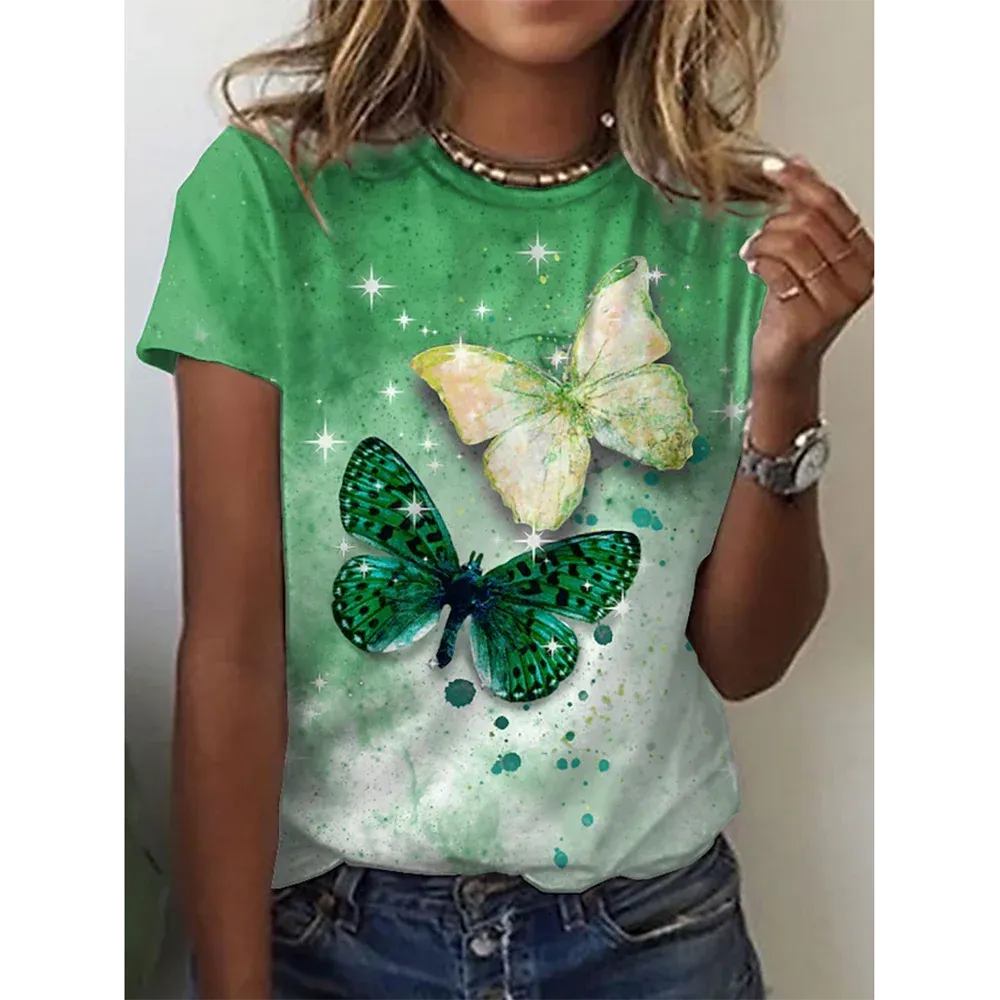 3D Butterfly Print Women's Summer T-shirt