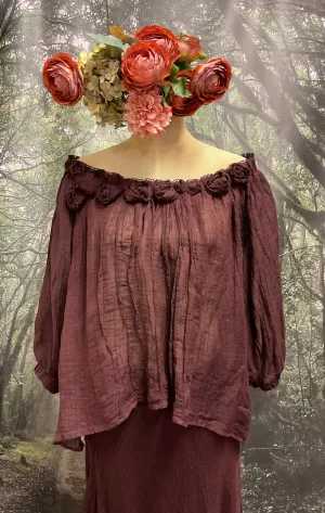 #5341 Blackberry cotton roses top