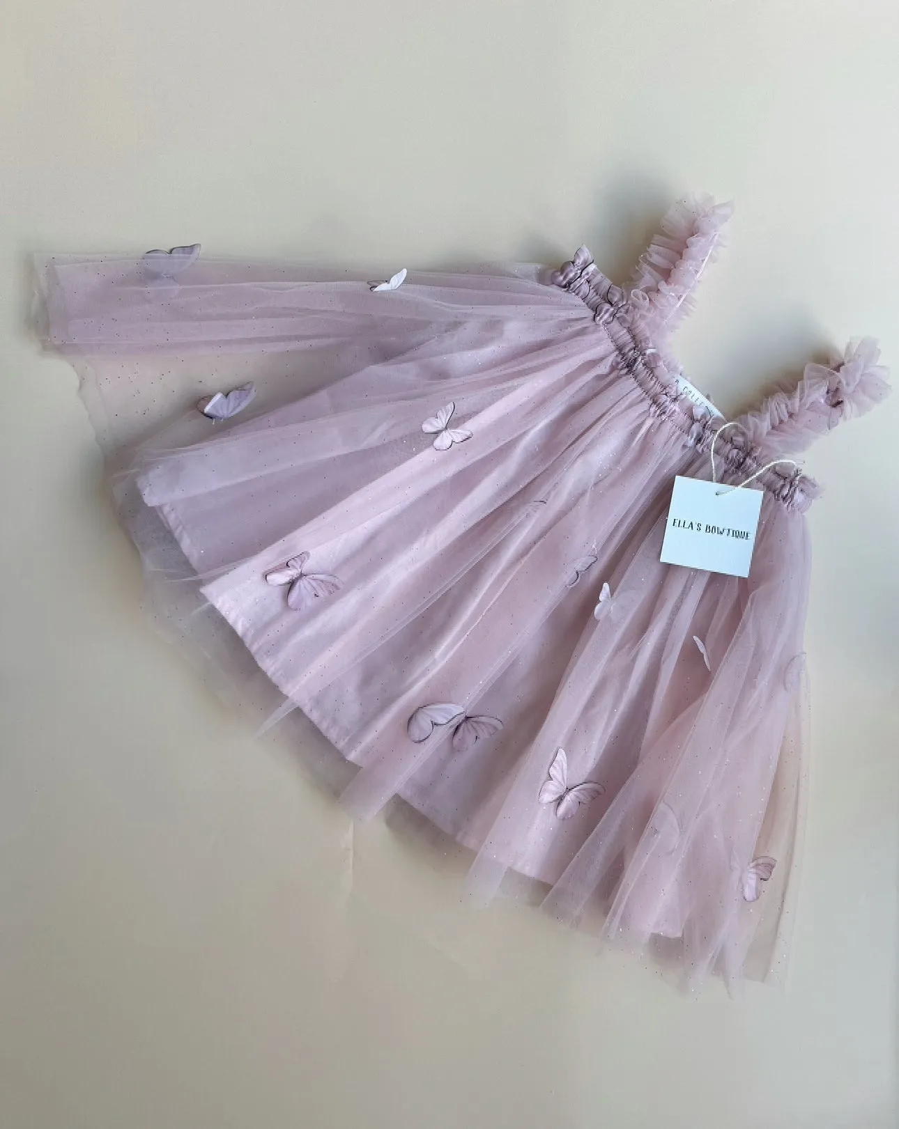 Adeline Butterfly Tutu Dress - Dusty Pink