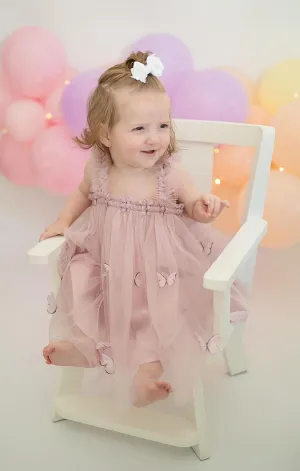 Adeline Butterfly Tutu Dress - Dusty Pink