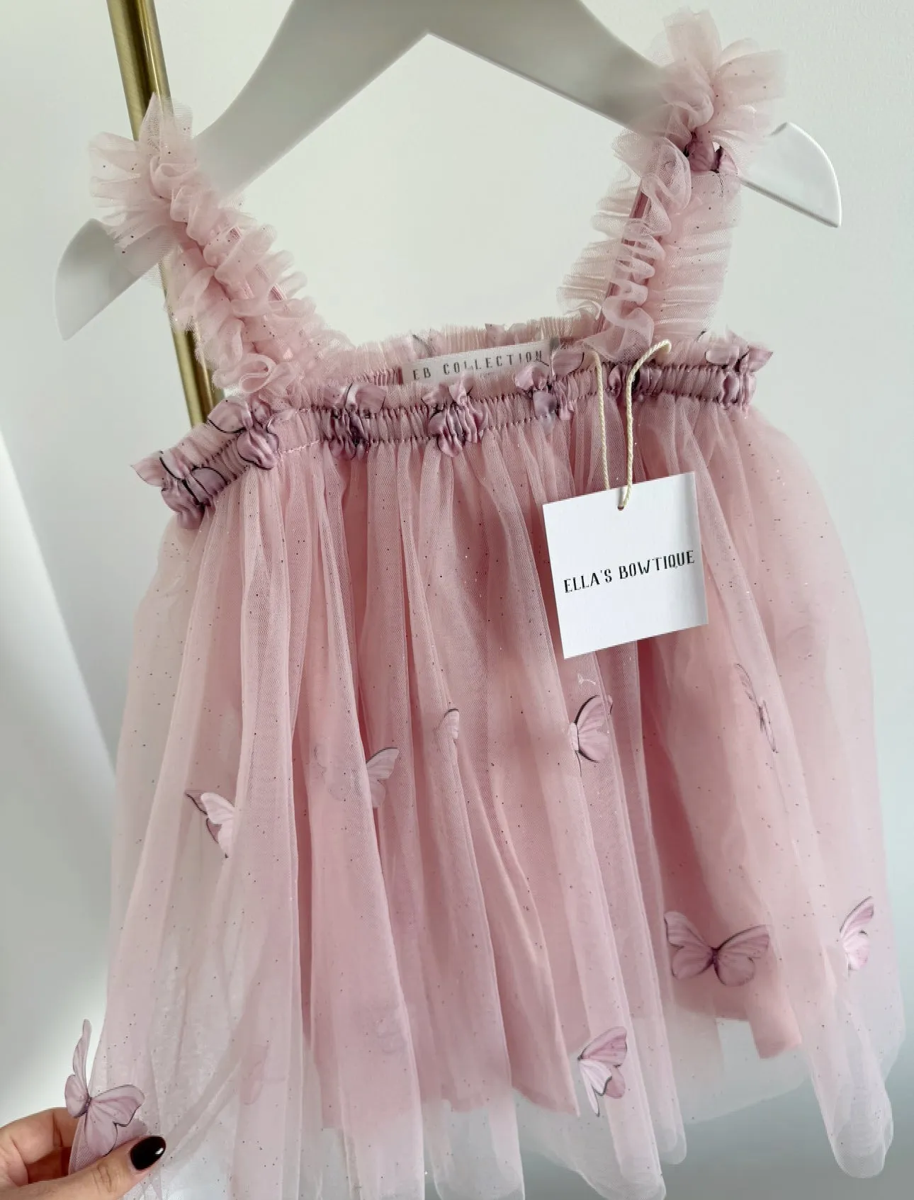Adeline Butterfly Tutu Dress - Dusty Pink