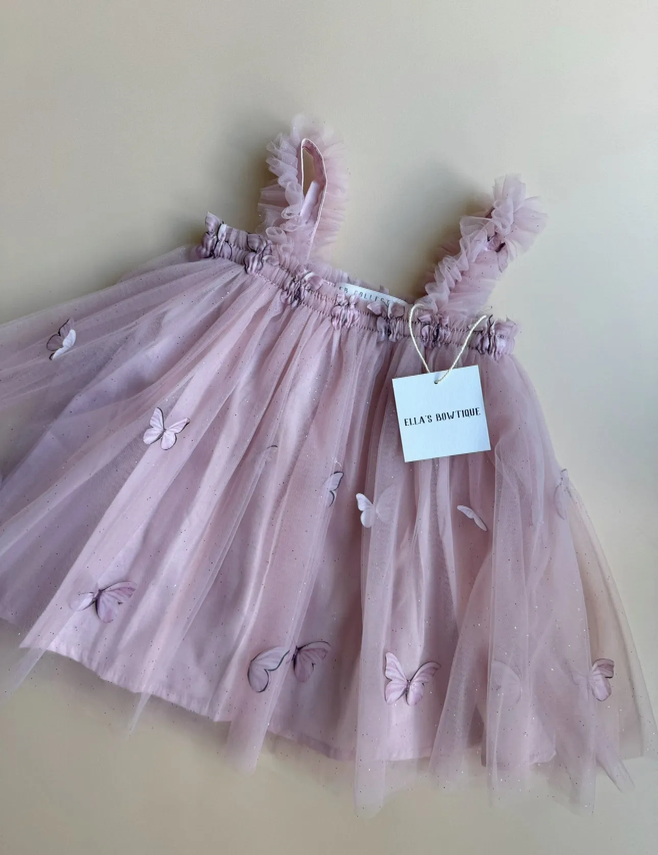 Adeline Butterfly Tutu Dress - Dusty Pink