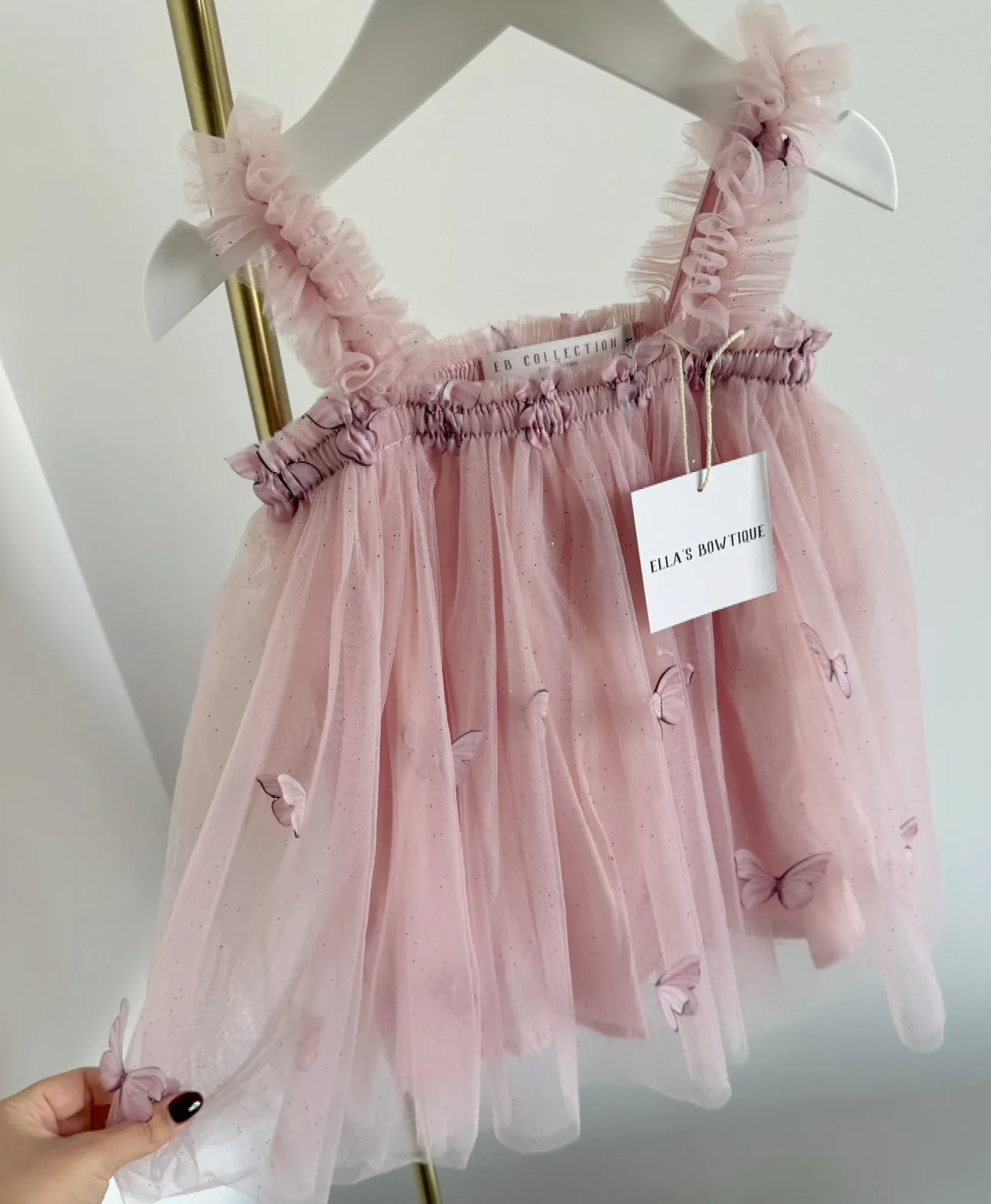 Adeline Butterfly Tutu Dress - Dusty Pink