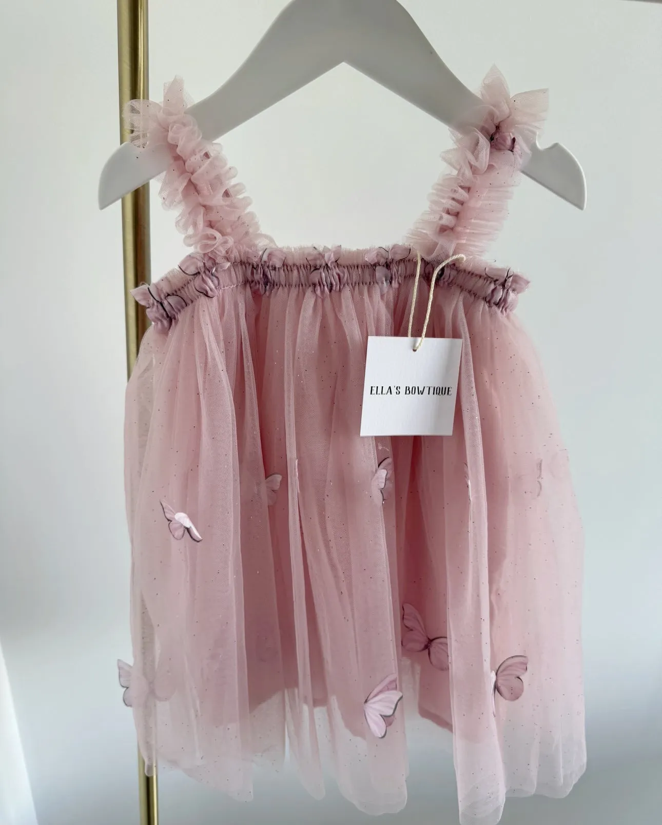 Adeline Butterfly Tutu Dress - Dusty Pink