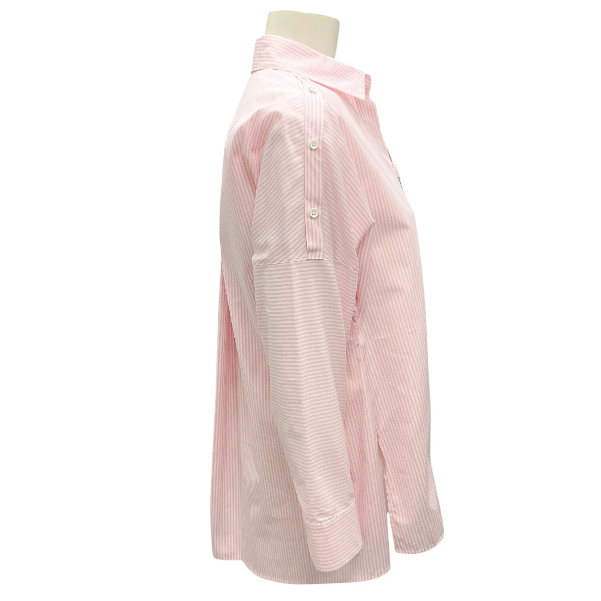 Akris Punto Pink / White Striped Button-down Cotton Shirt