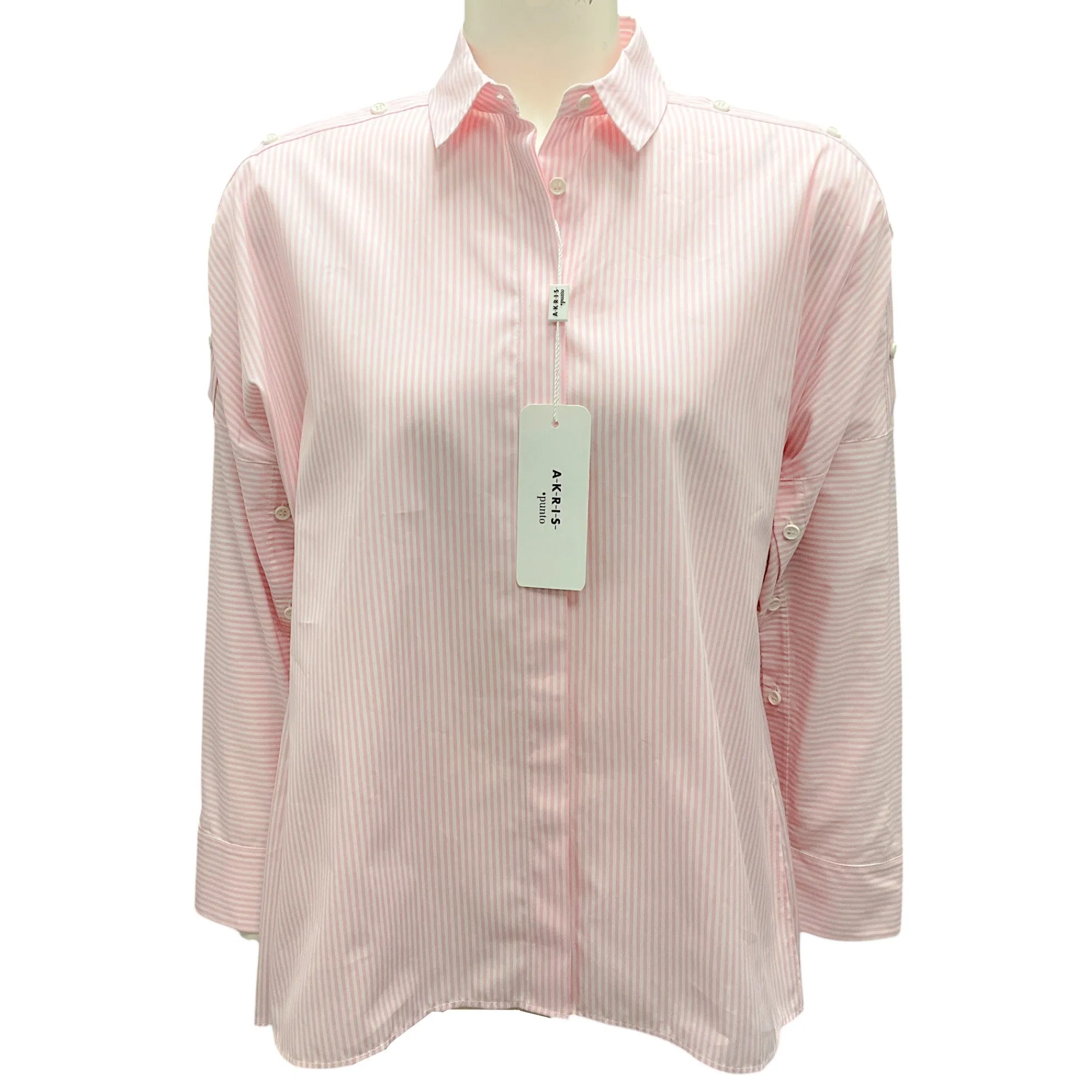 Akris Punto Pink / White Striped Button-down Cotton Shirt