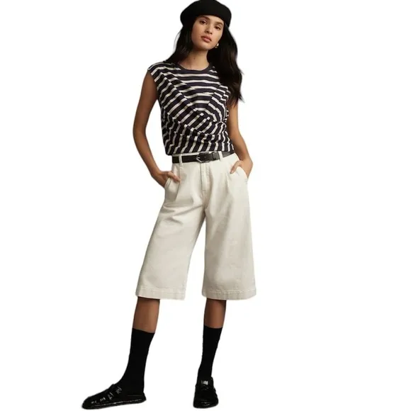 Anthropologie Pilcro High Rise Pleated Cullote Jeans
