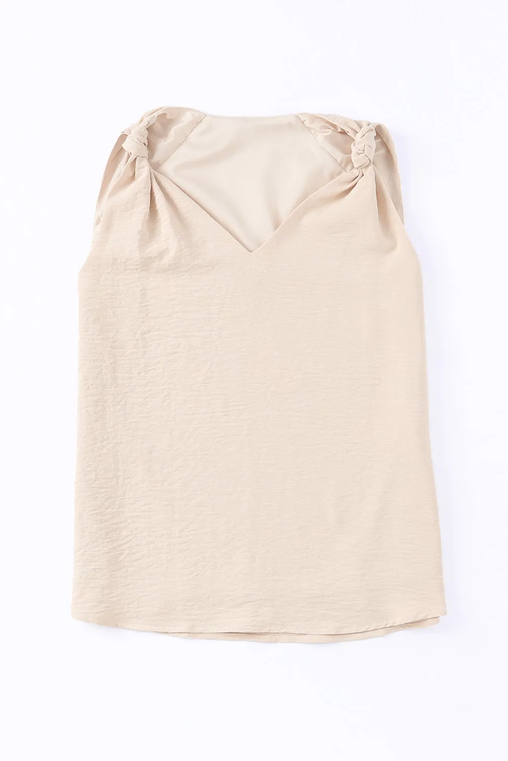 Apricot V Neck Knotted Shoulder Vest