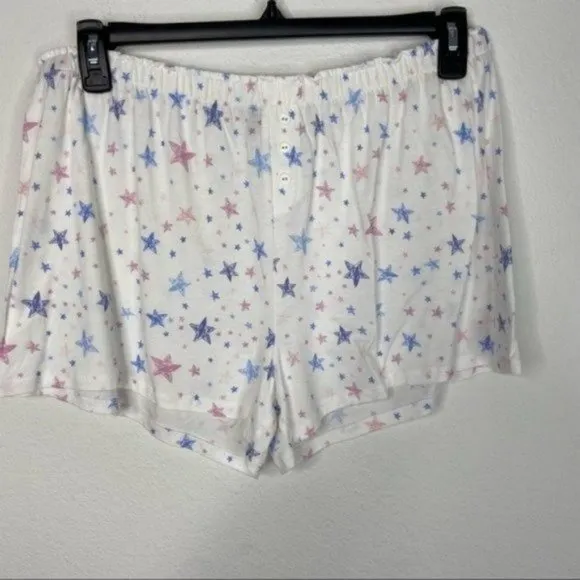 Aqua Lounge Pink/Blue Stars Pajama Shorts Set Size XL NWT