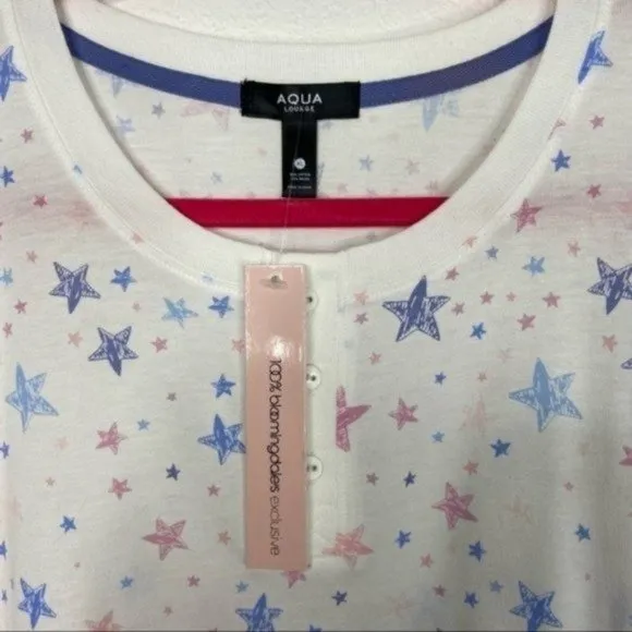 Aqua Lounge Pink/Blue Stars Pajama Shorts Set Size XL NWT