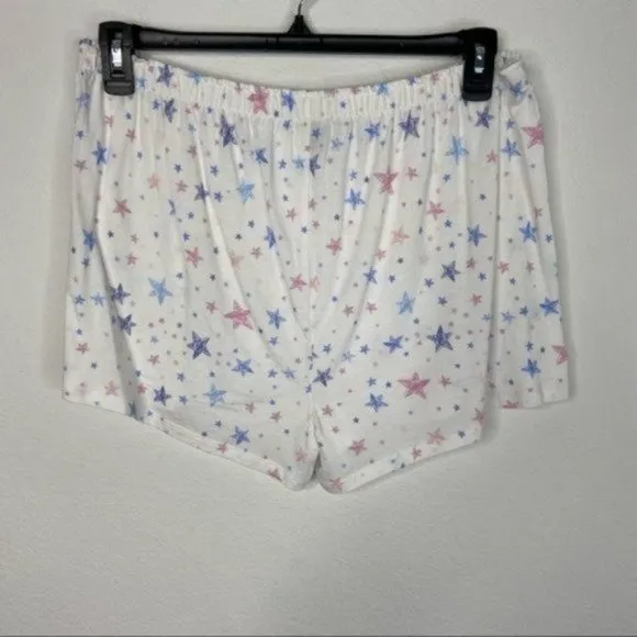 Aqua Lounge Pink/Blue Stars Pajama Shorts Set Size XL NWT