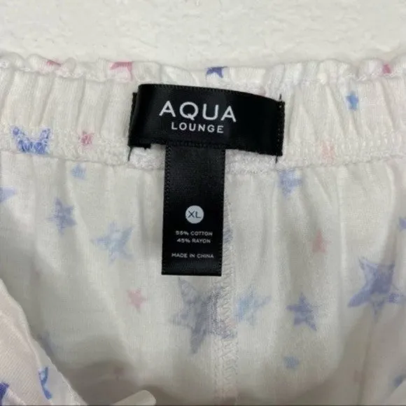 Aqua Lounge Pink/Blue Stars Pajama Shorts Set Size XL NWT