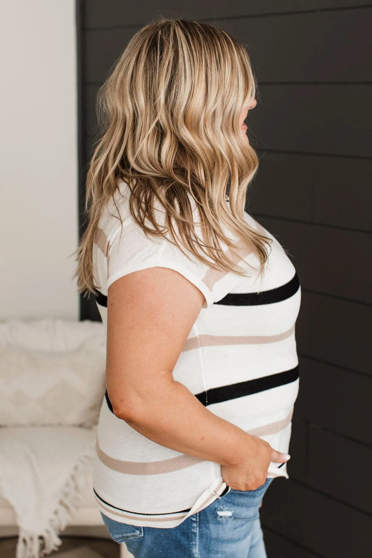 As Always Striped Knit Top- Ivory & Taupe