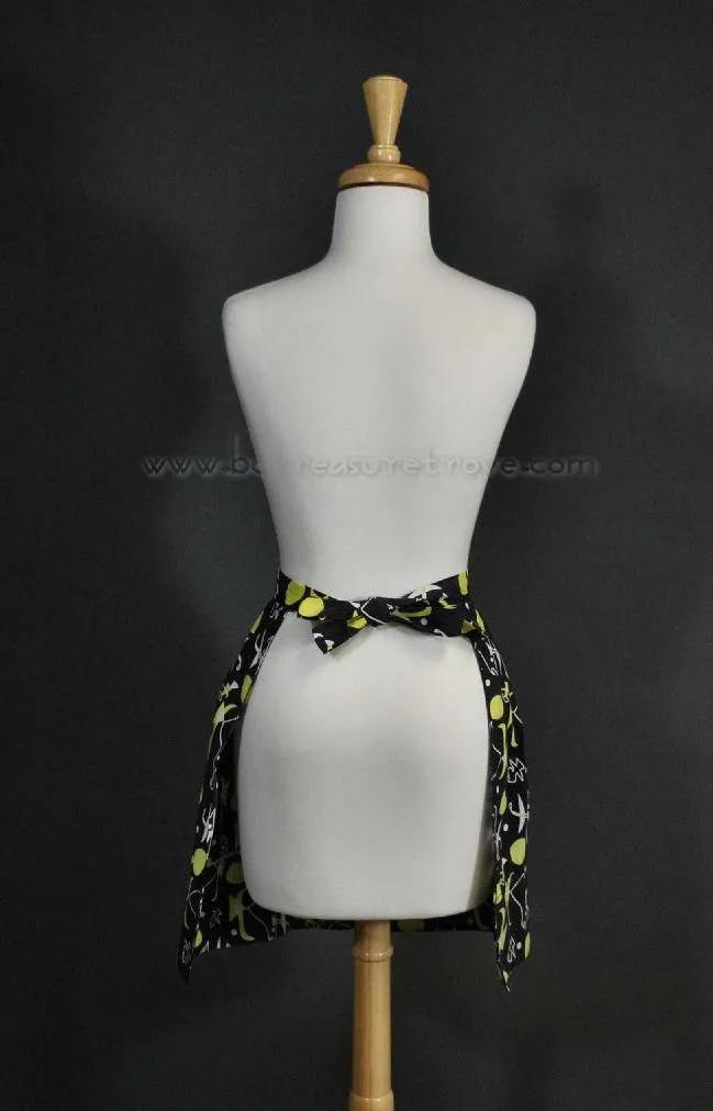 Atomic Retro Pattern Vintage Apron Black & Yellow 1950s