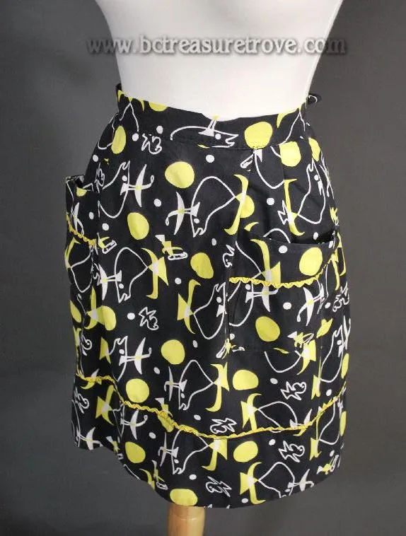 Atomic Retro Pattern Vintage Apron Black & Yellow 1950s