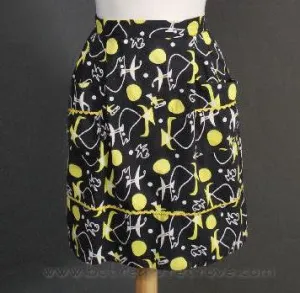 Atomic Retro Pattern Vintage Apron Black & Yellow 1950s