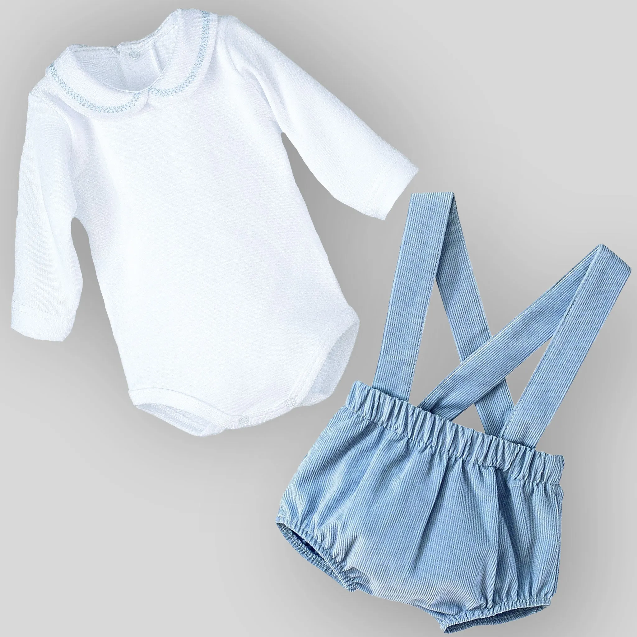 Baby Boys Baby Grow and Shorts with Braces - Blue - Calamaro 16018 and 19059