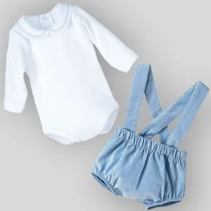 Baby Boys Baby Grow and Shorts with Braces - Blue - Calamaro 16018 and 19059