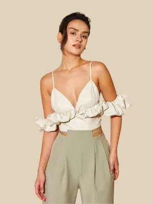 Backless Ruffle Sleeve Crop Top