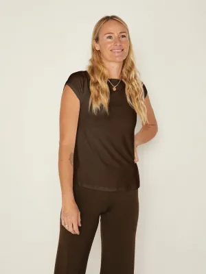 Bamboo Boat Neck T Shirt - Cocoa