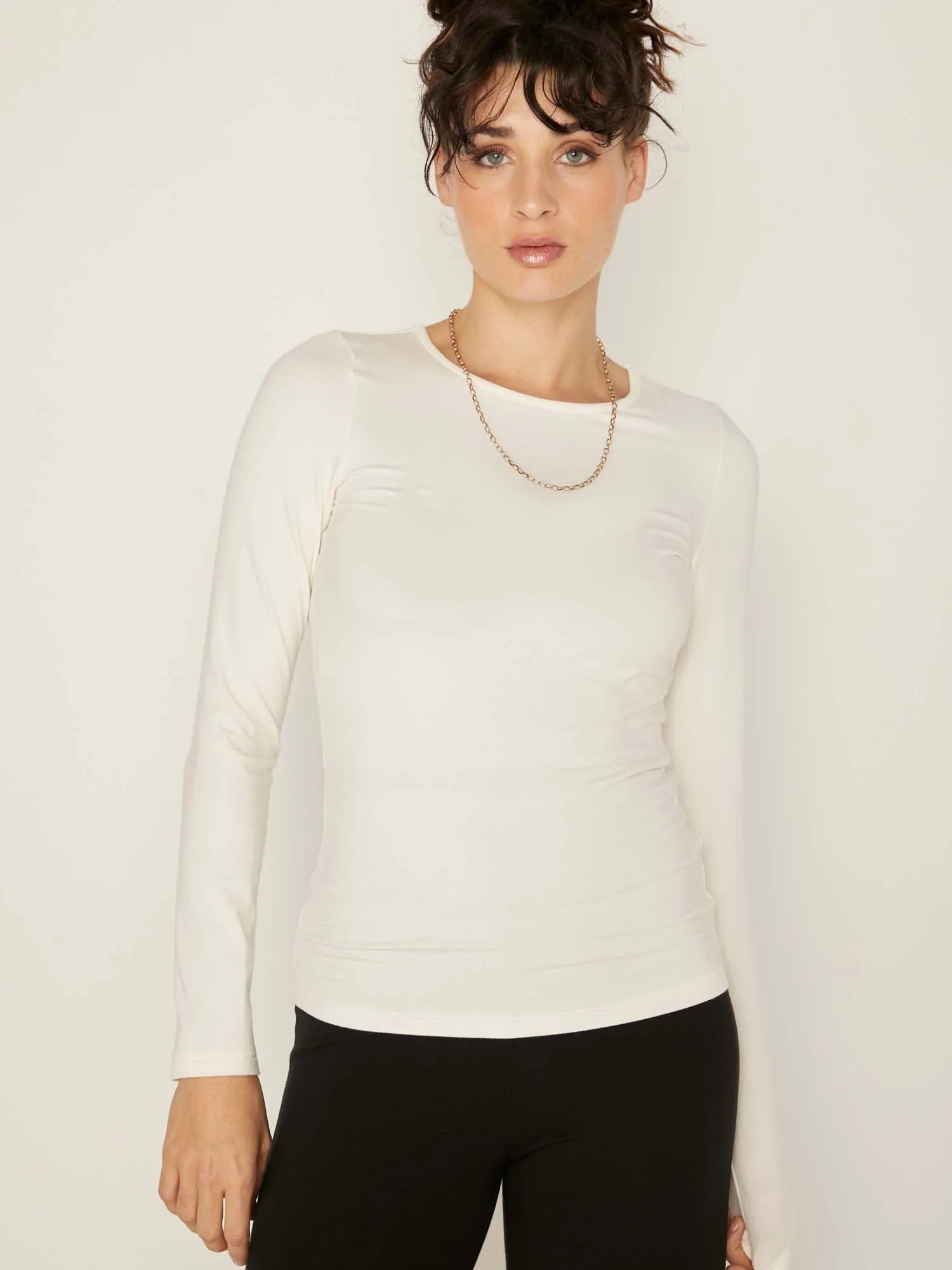 Bamboo Crew Neck L/S Tee - Cream