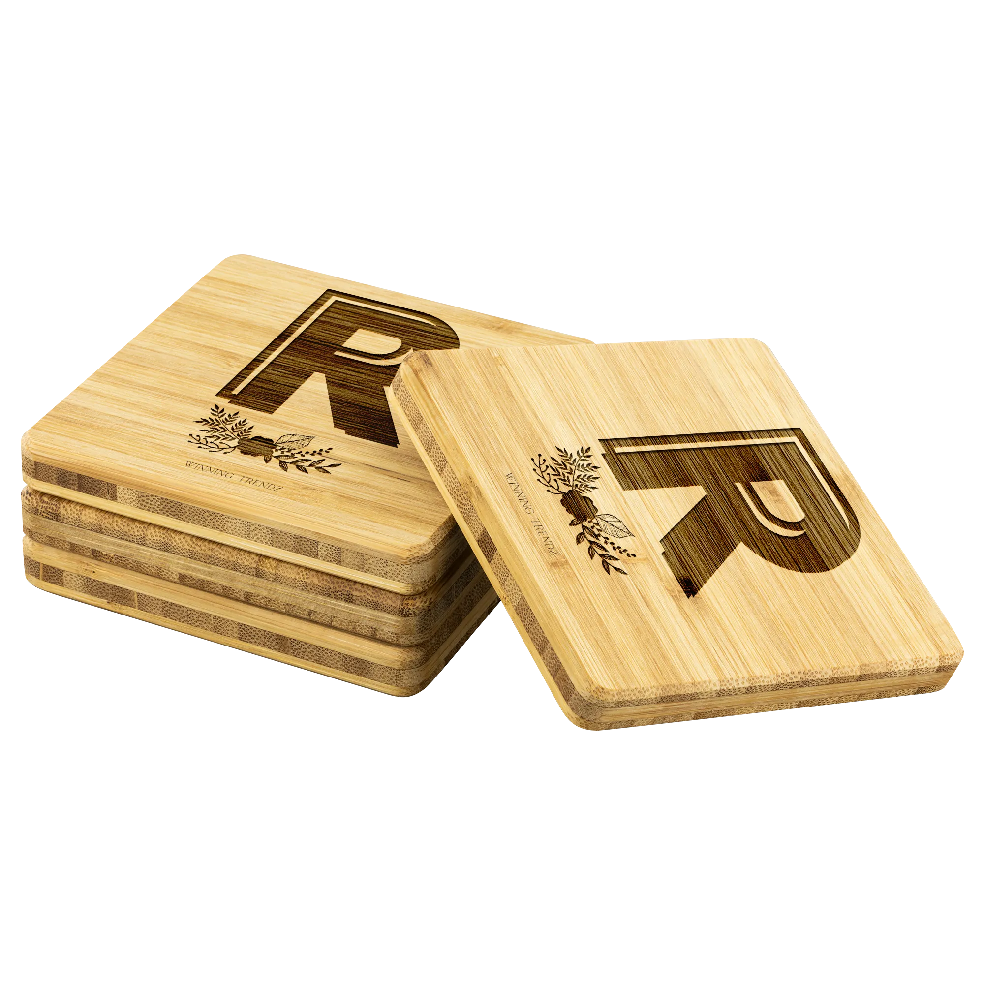 Bamboo "R" Coasters (Sets of 4)