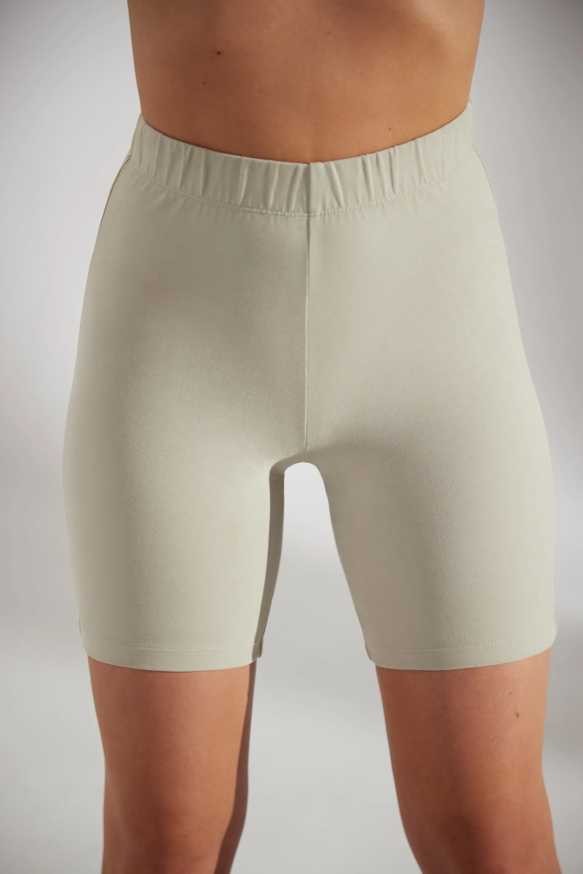 Base - Soft Cotton Biker Shorts in Limestone