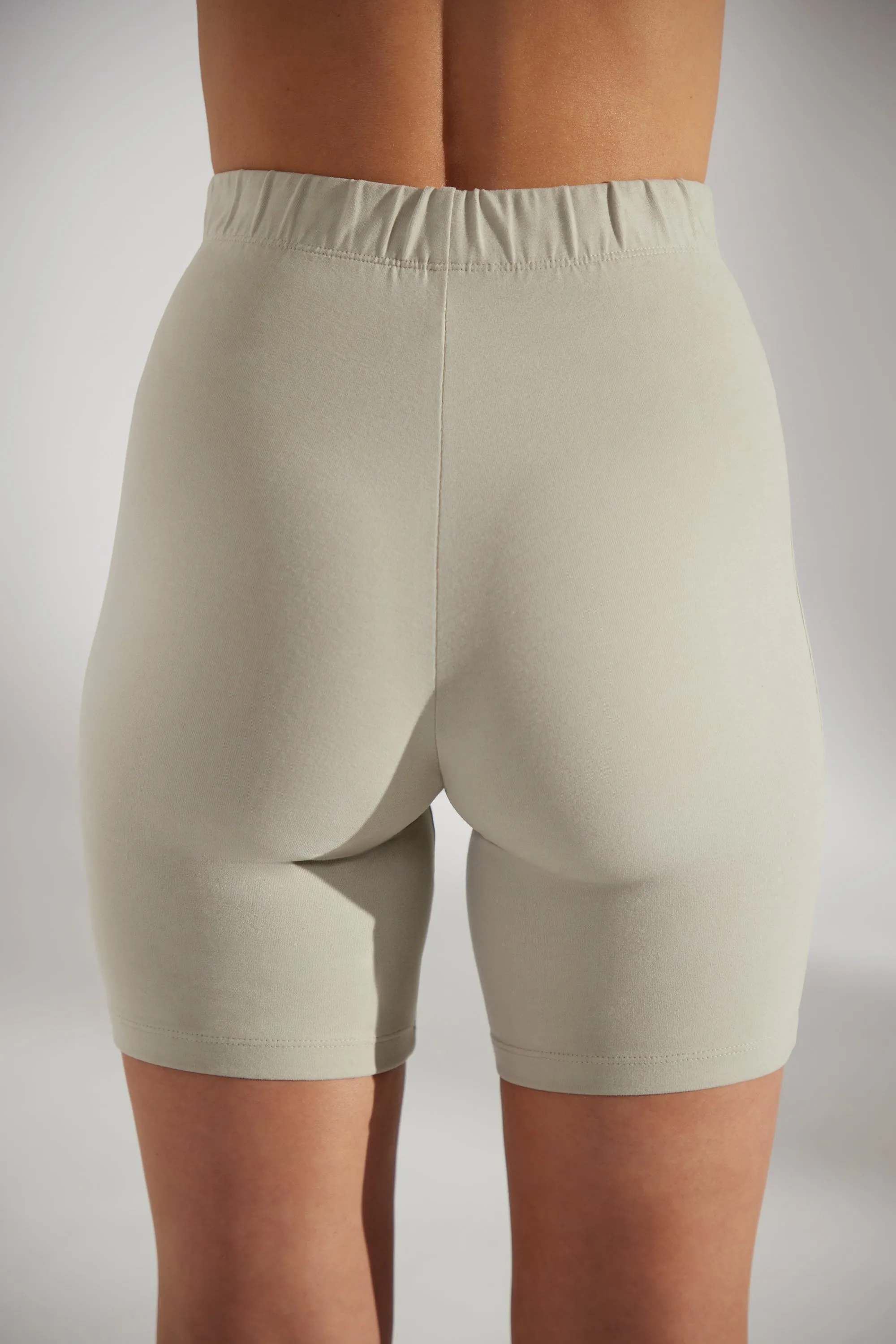 Base - Soft Cotton Biker Shorts in Limestone