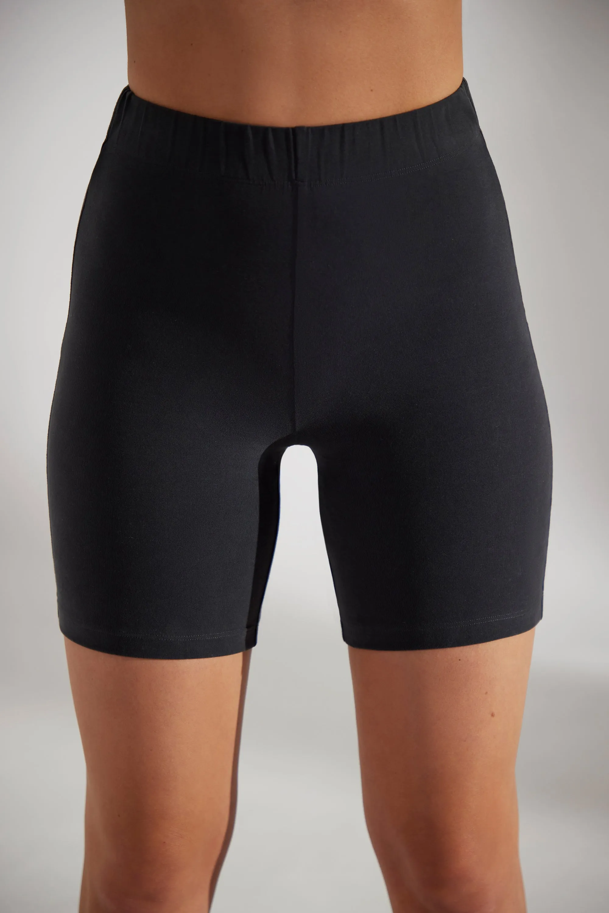 Base - Soft Cotton Biker Shorts in Washed Black