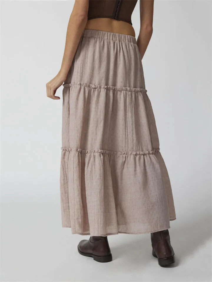 Beautiful Patchwork Design Cake Long Skirt for Women