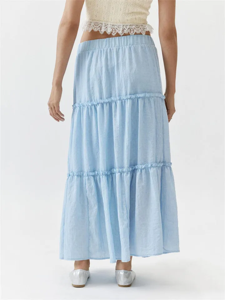 Beautiful Patchwork Design Cake Long Skirt for Women