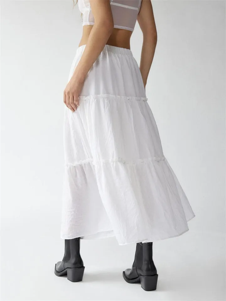 Beautiful Patchwork Design Cake Long Skirt for Women
