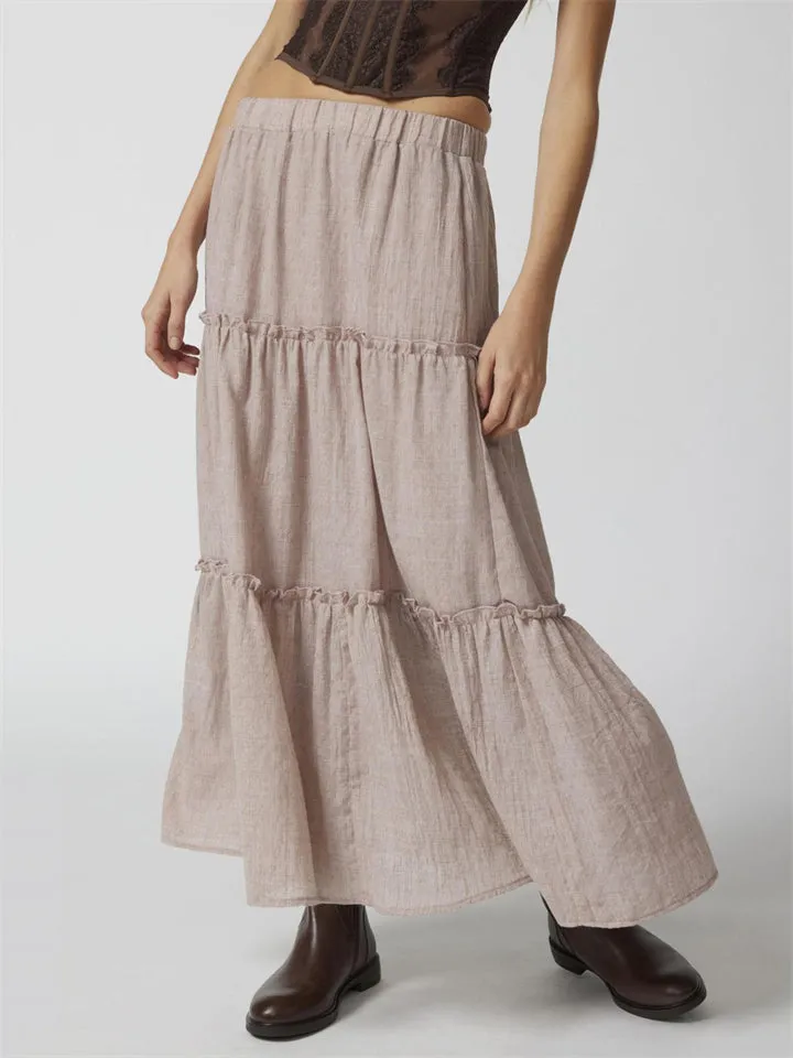 Beautiful Patchwork Design Cake Long Skirt for Women