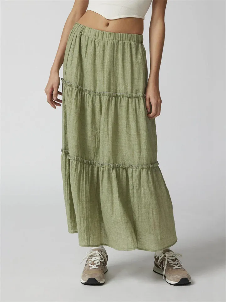 Beautiful Patchwork Design Cake Long Skirt for Women